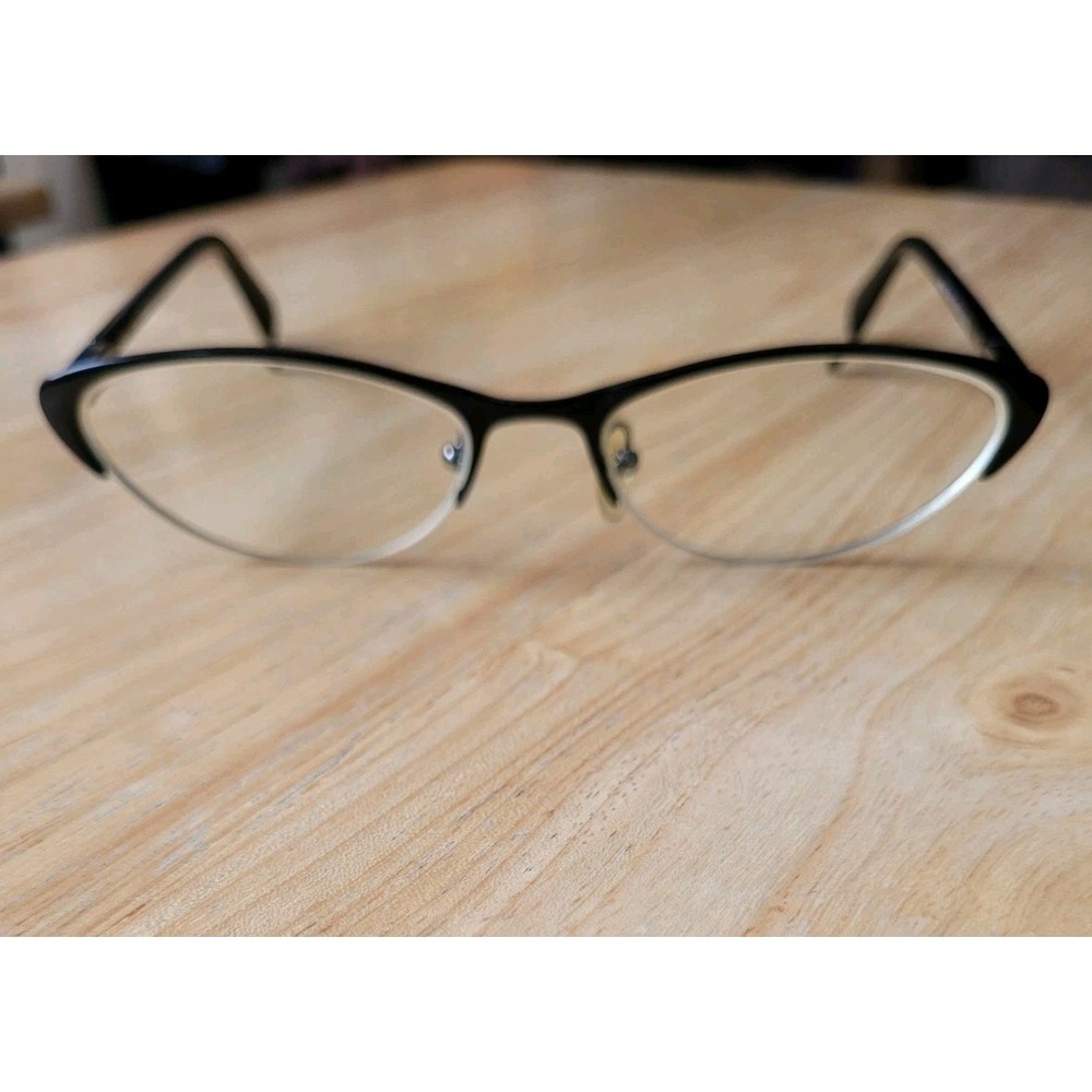 PRADA Black Retro Cat Eye Silver Temples Eyeglass Frames VPR 54P 53 17 135